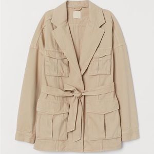 H&M Tan Twill Utility Jacket in beige